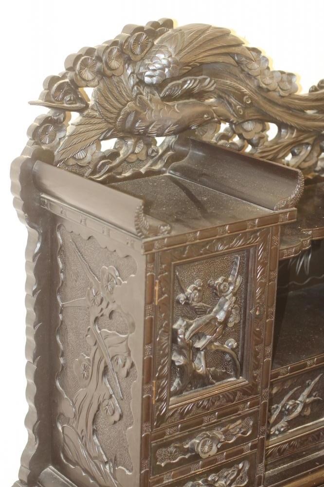 A CHINESE CARVED HARDWOOD DESK Image