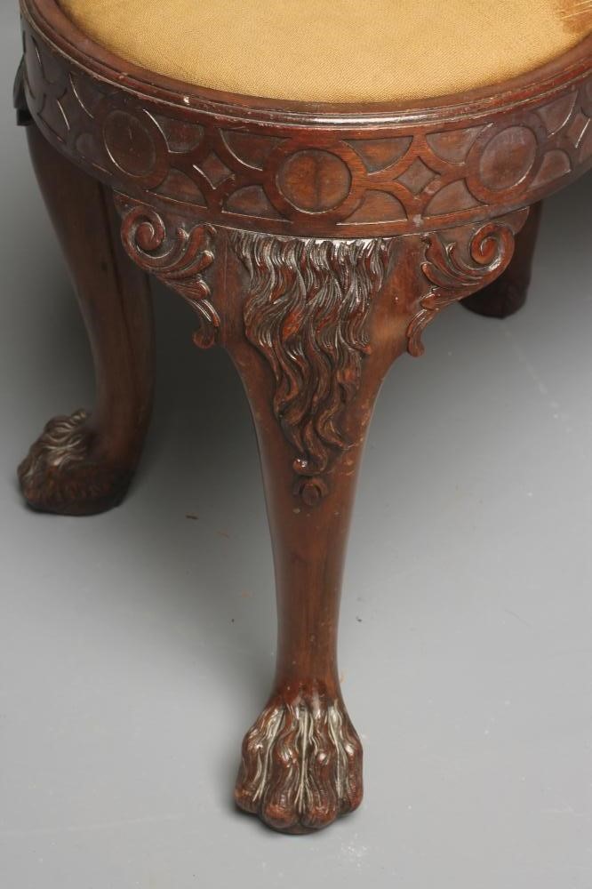 A GEORGIAN STYLE CARVED MAHOGANY STOOL Image