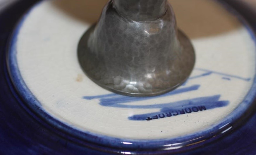 A MOORCROFT POTTERY AND TUDRIC PEWTER SMALL TAZZA Image