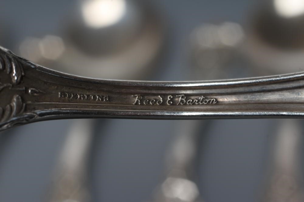 A SET OF EIGHT SOUP SPOONS, maker Reed & Barton, stamped Sterling, in Francis I pattern, 17ozs 9dwts Image