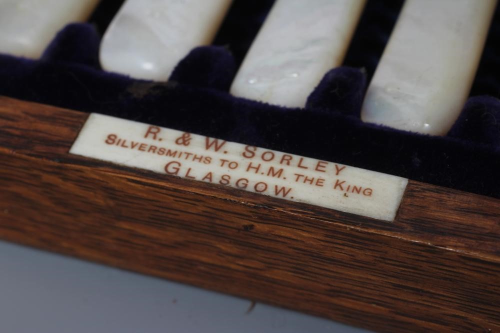 A SET OF TWELVE EDWARDIAN FRUIT KNIVES AND FORKS Image
