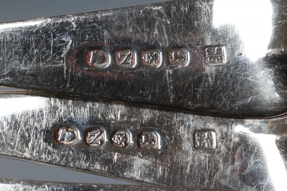 A SET OF SIX LATE GEORGE III TABLESPOONS Image