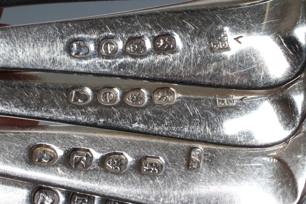 A SET OF SIX LATE GEORGE III TABLESPOONS Image
