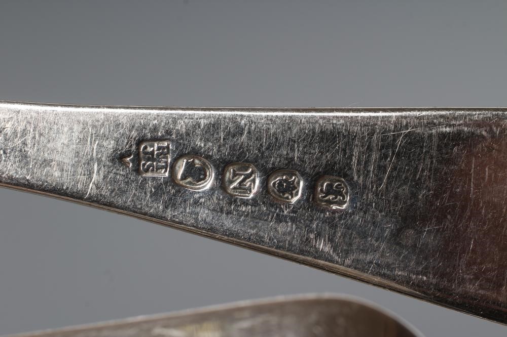 A SET OF SIX LATE GEORGE III TABLESPOONS Image