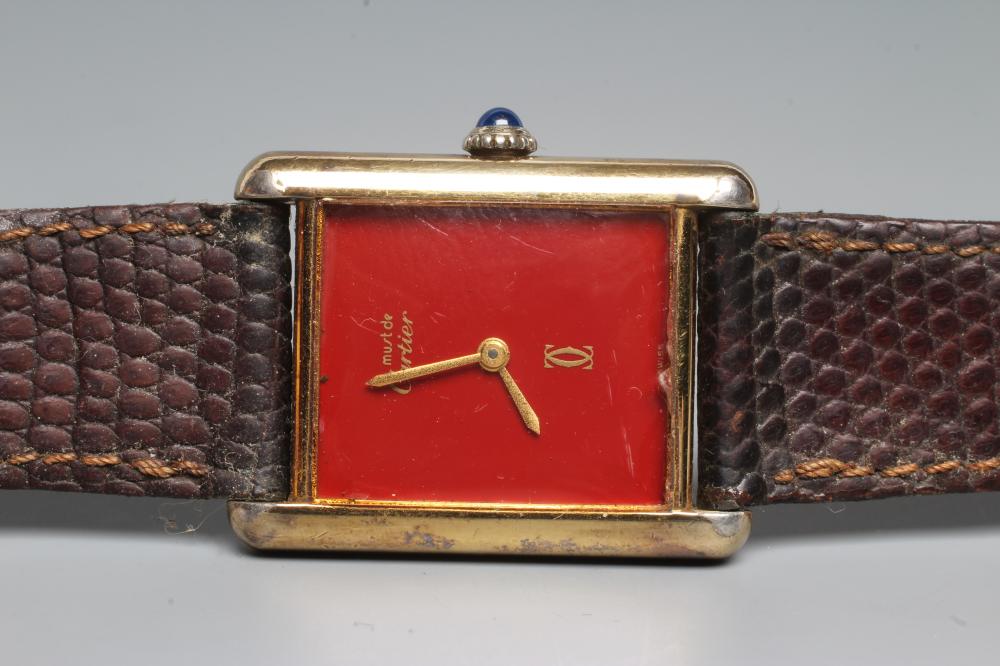 A MUST DE CARTIER SILVER GILT WRISTWATCH Image