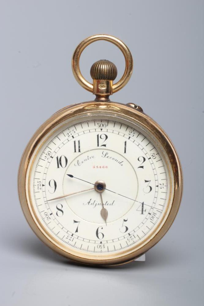 A LATE VICTORIAN 18CT GOLD TOP WIND CHRONOGRAPH Image