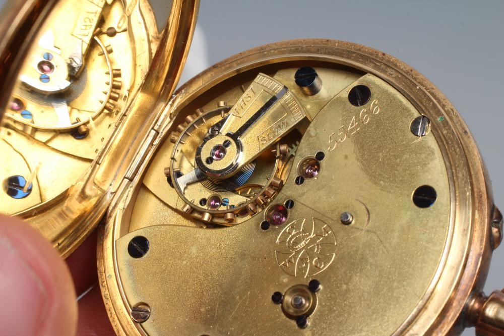 A LATE VICTORIAN 18CT GOLD TOP WIND CHRONOGRAPH Image