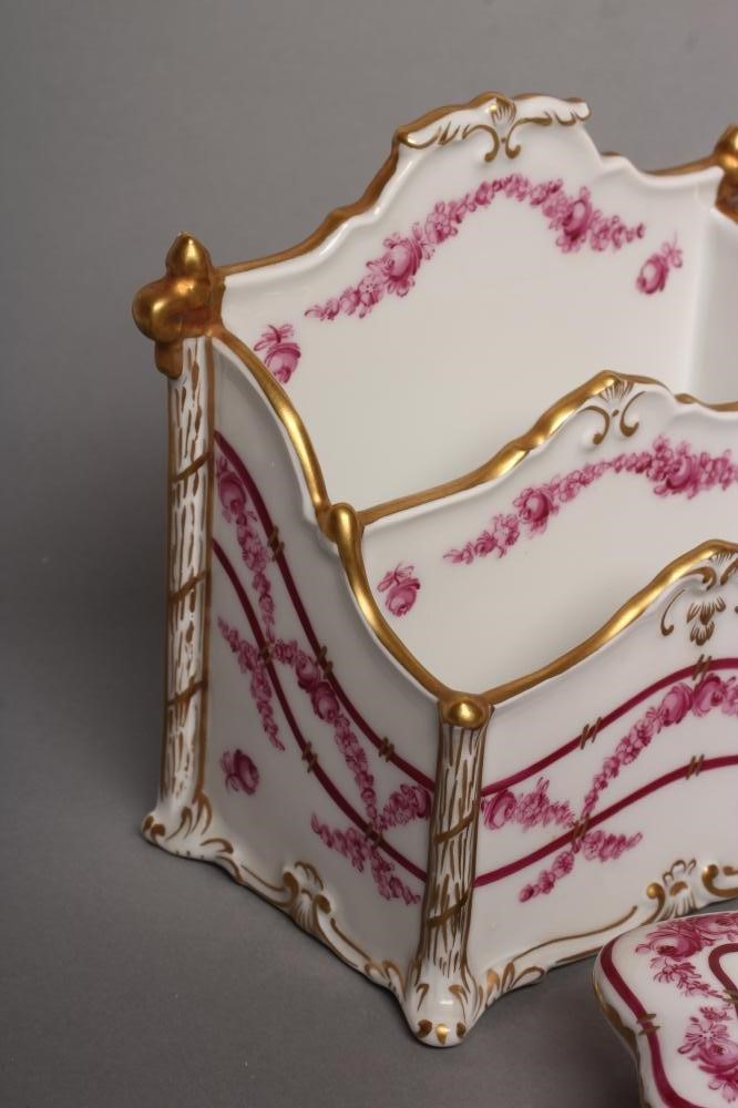 A DRESDEN PORCELAIN LETTER RACK AND MATCHING ROCKER BLOTTER Image