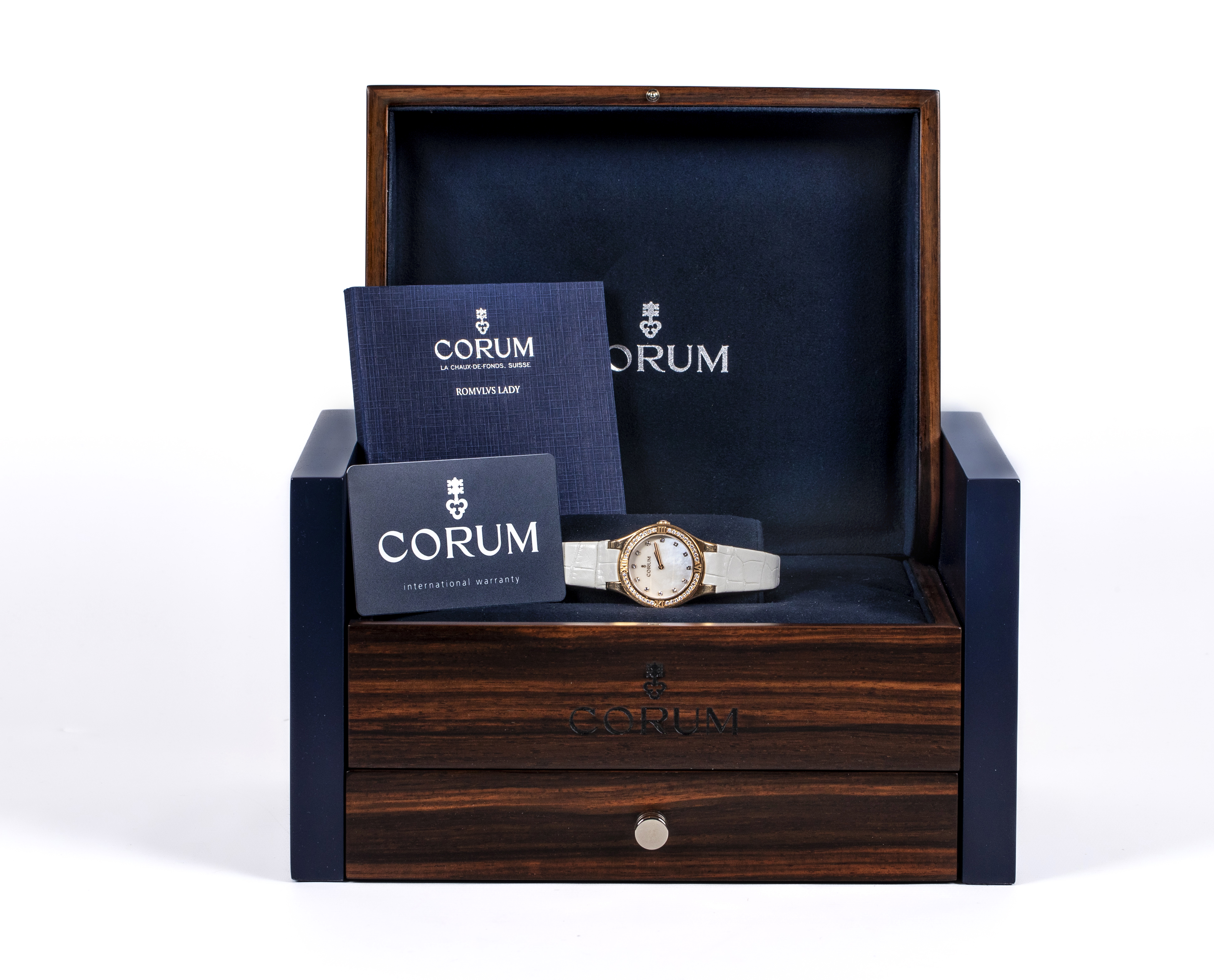 A LADY'S 18CT GOLD AND DIAMOND CORUM ROMULUS WRISTWATCH Image