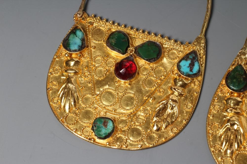 A PAIR OF LARGE CHANDELIER EAR HOOPS of D form Image