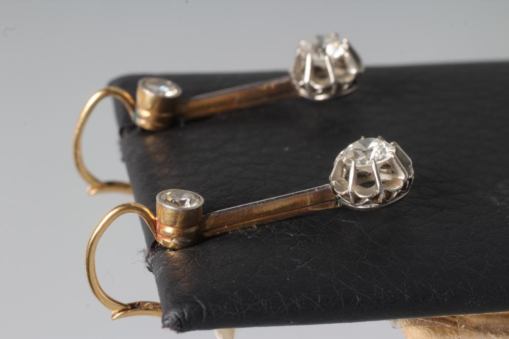 A PAIR OF DIAMOND EAR DROPS Image