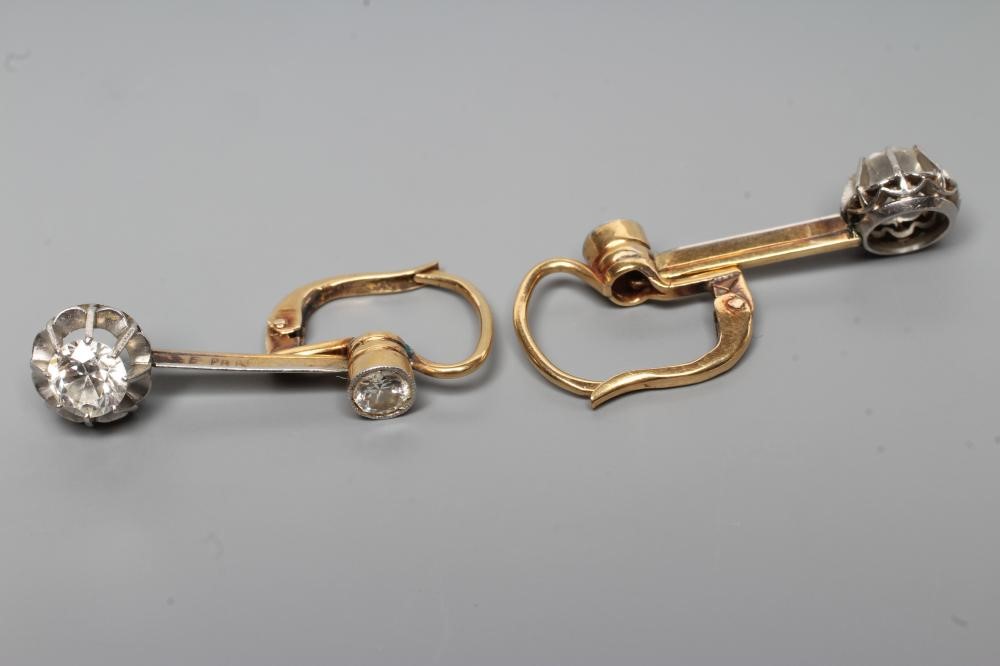 A PAIR OF DIAMOND EAR DROPS Image