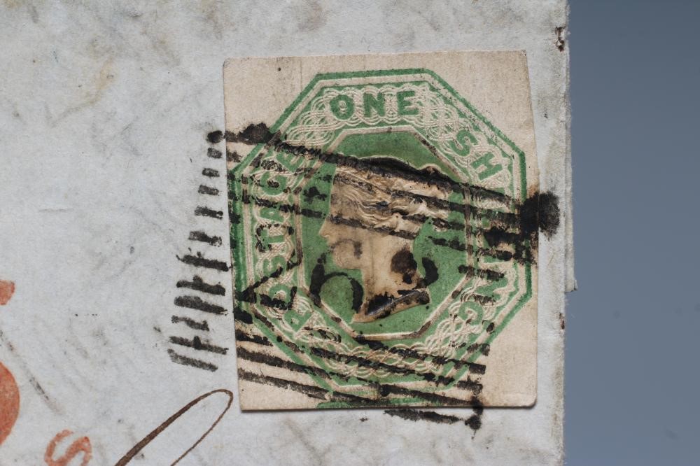 SG 55 1s GREEN EMBOSSED ON COVER Dec 1851 (Est. plus 24% premium inc. VAT) Image