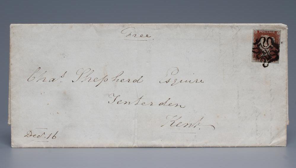 1843 1d RED BROWN tied to cover from London - Tenterden with No.10 in MX (Est. plus 24% premium inc. Image