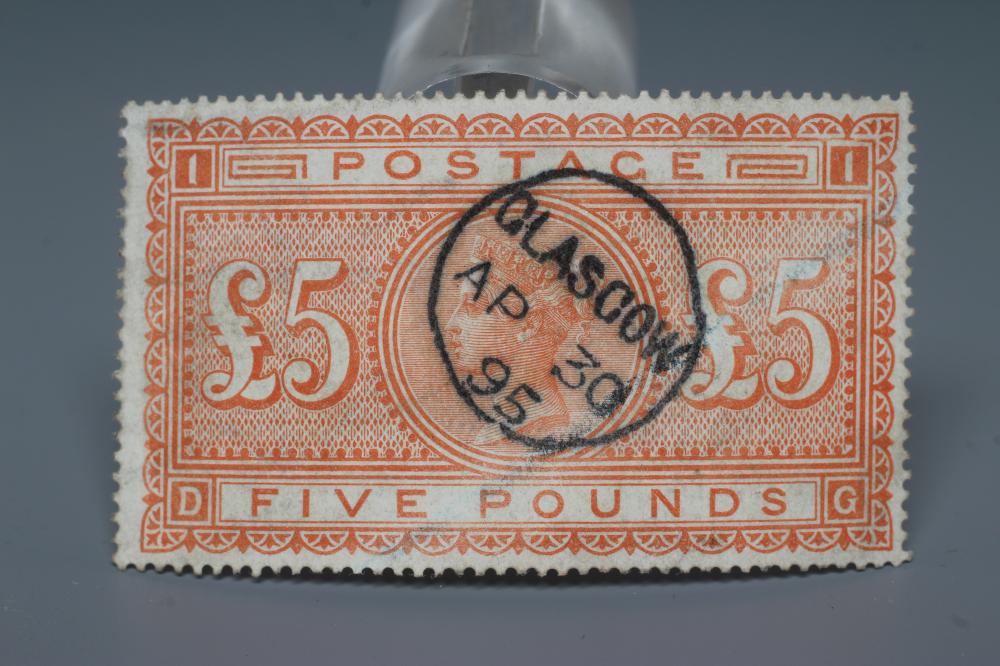 SG 137 £5 ORANGE - BLUE CRAYON MARK (Est. plus 24% premium inc. VAT) Image