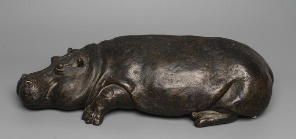 ROSALIE JOHNSON (b.1933) "Sleeping Hippo", cast bronzed metal, limited edition, signed and dated Image