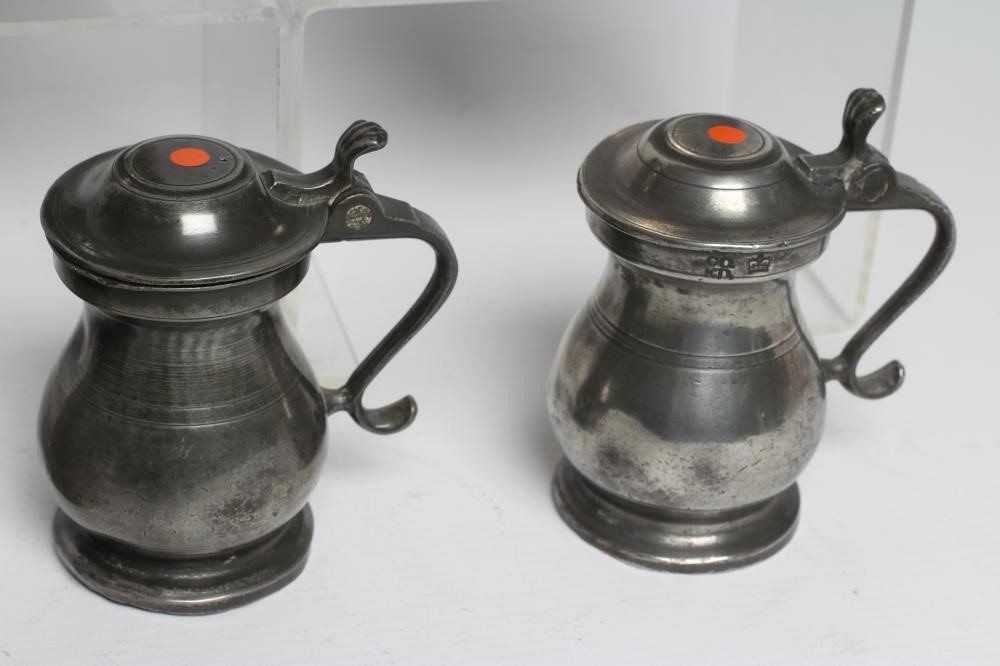 A COLLECTION OF PEWTER including a baluster half pint measure Image