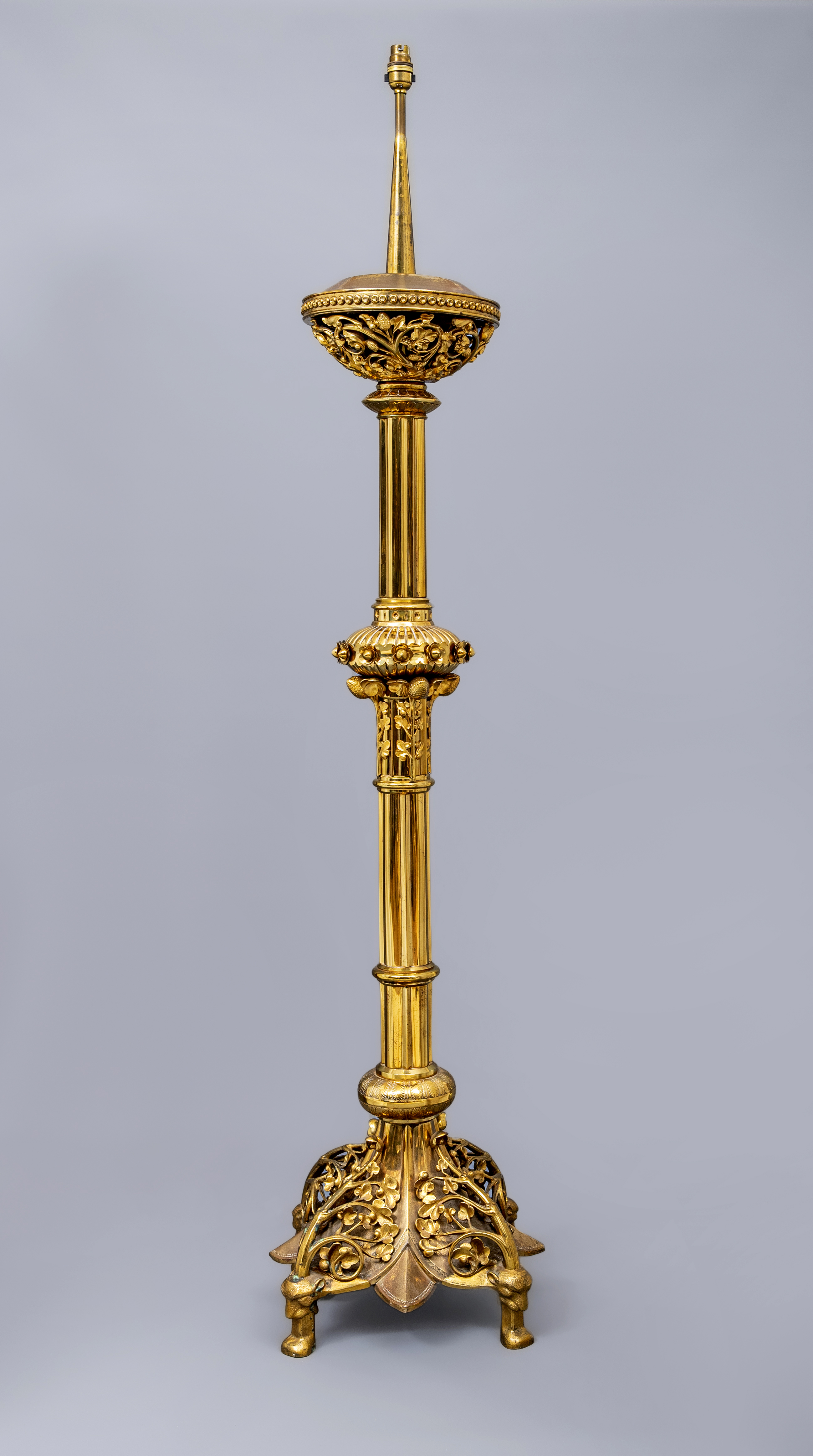 AN IMPRESSIVE FRENCH GILT METAL TORCHERE BY CHERTIER PARIS in the Gothic revival style Image