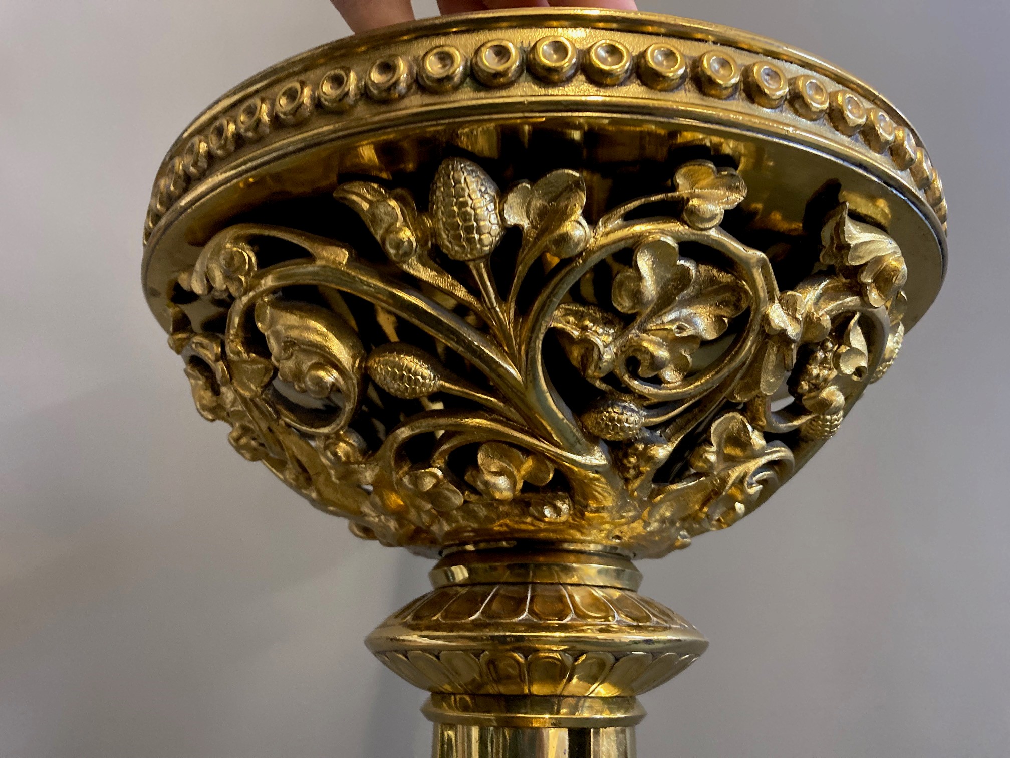 AN IMPRESSIVE FRENCH GILT METAL TORCHERE BY CHERTIER PARIS in the Gothic revival style Image