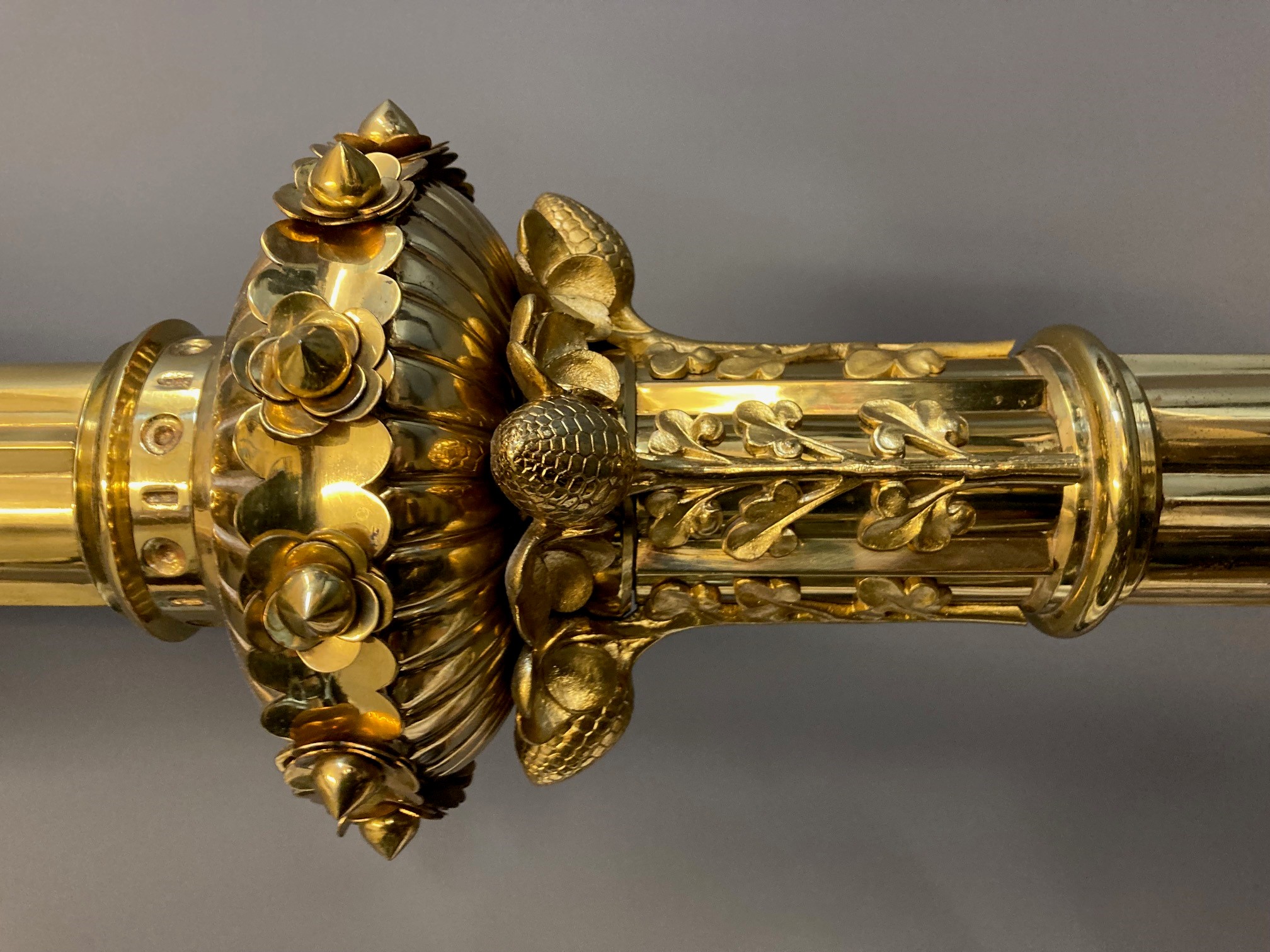 AN IMPRESSIVE FRENCH GILT METAL TORCHERE BY CHERTIER PARIS in the Gothic revival style Image
