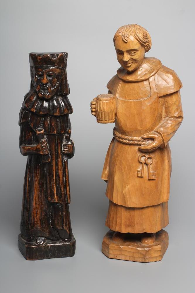A CARVED LIMEWOOD(?) FIGURE OF A MONK Image