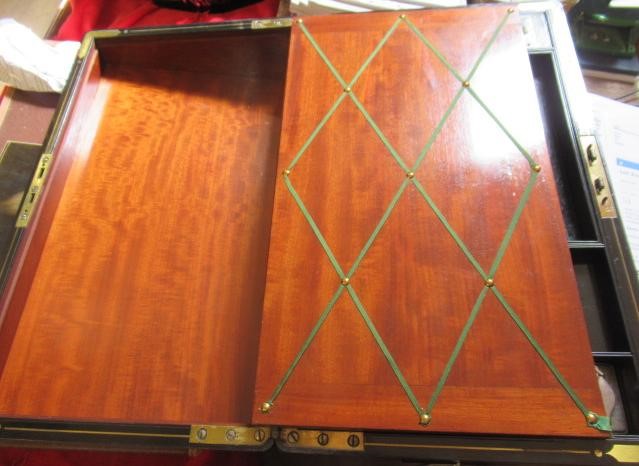 A VICTORIAN MAHOGANY AND BRASS BOUND LAP DESK Image