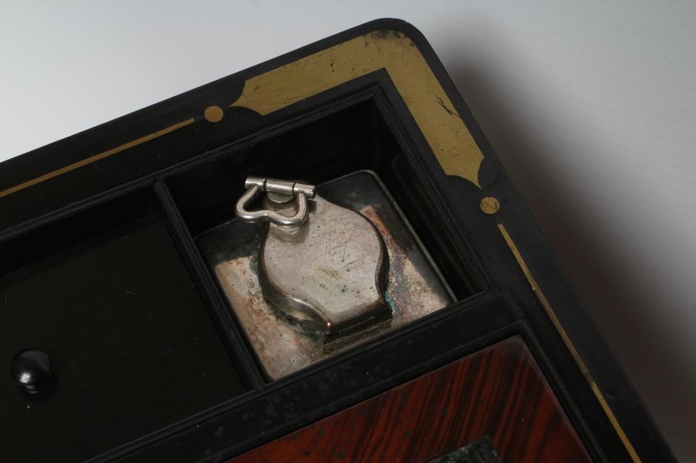 A VICTORIAN MAHOGANY AND BRASS BOUND LAP DESK Image
