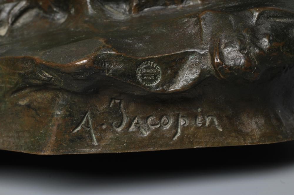 ACHILLE EMILE JACOPIN, (French 1874-1958) "Les Deux Rats et l'Oeuf", bronze, brown patination, Image