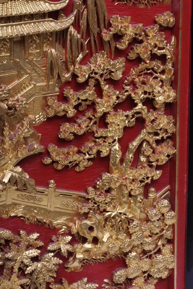 A PAIR OF CHINESE CARVED WOOD WALL PANELS Image