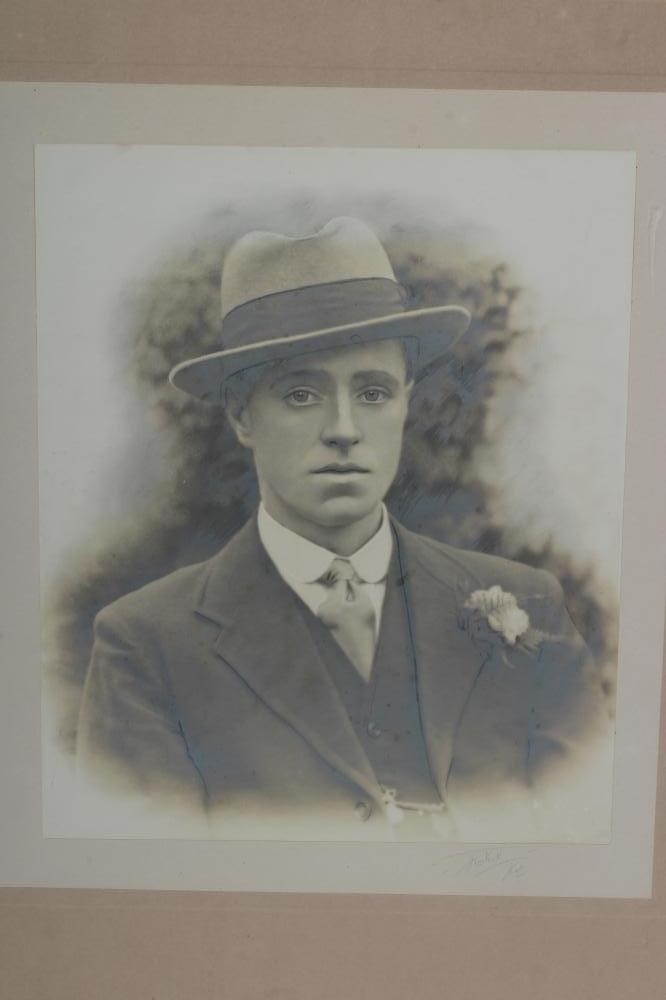 THOMAS J. HANSTOCK, c.1900, a pair of portrait photographs, highlighted and signed in pencil, 8" x Image