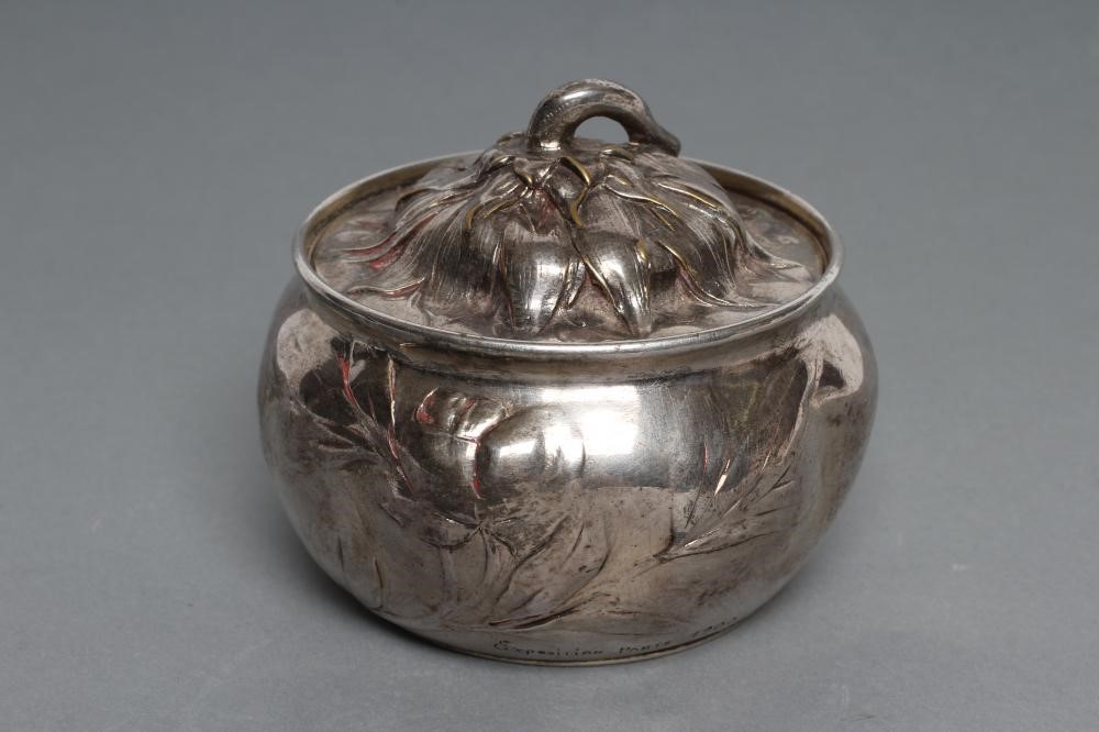 AFTER EUGENE LELIEVRE (1856-1945) An art nouveau silvered bronze box and cover Image