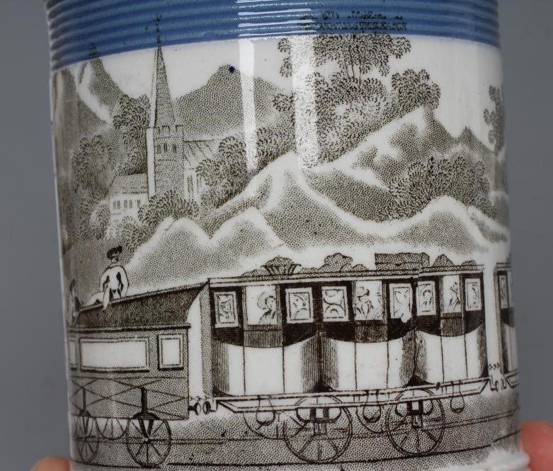 OF RAILWAY INTEREST - two graduated pearlware mugs Image