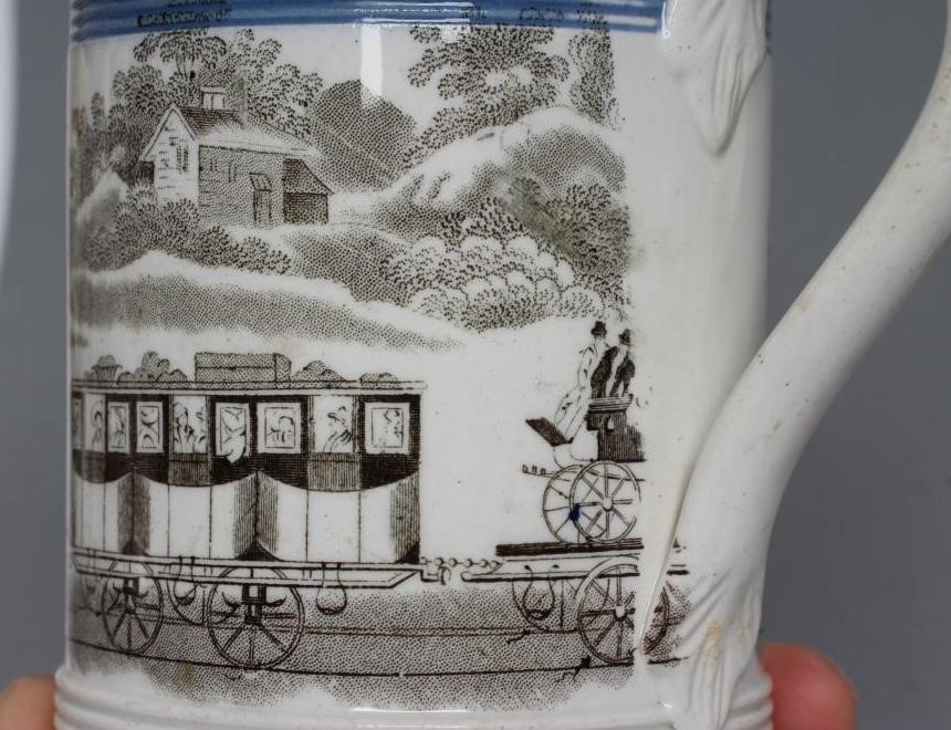 OF RAILWAY INTEREST - two graduated pearlware mugs Image