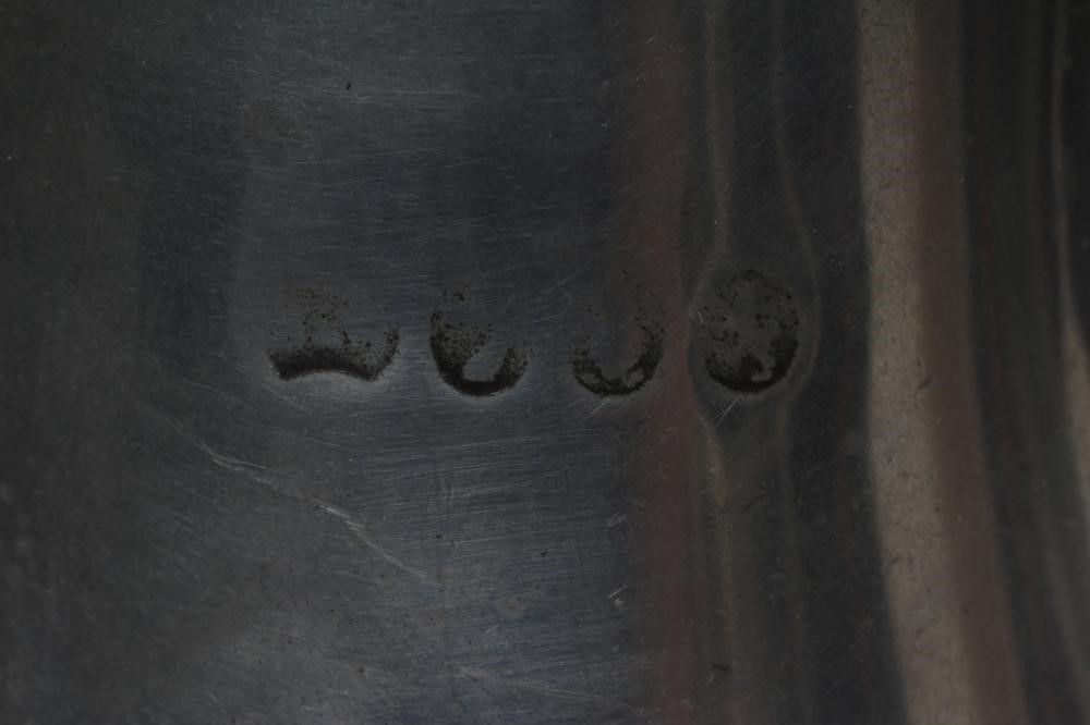 A GROUP OF FIVE PEWTER QUART REEDED MUGS, 19th century, one straight sided, the others of tulip form Image