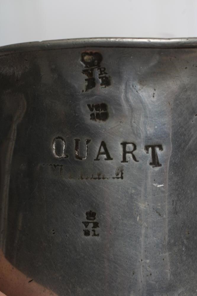 A GROUP OF FIVE PEWTER QUART REEDED MUGS, 19th century, one straight sided, the others of tulip form Image