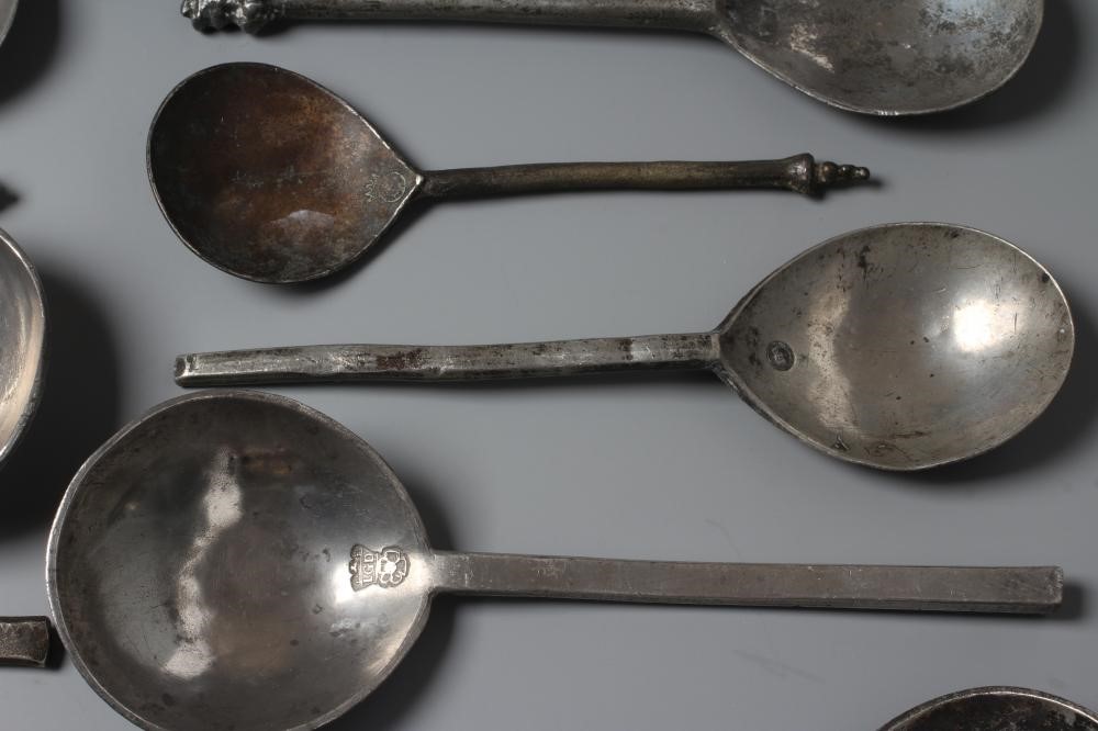 EIGHT VARIOUS SLIP TOP PEWTER SPOONS Image