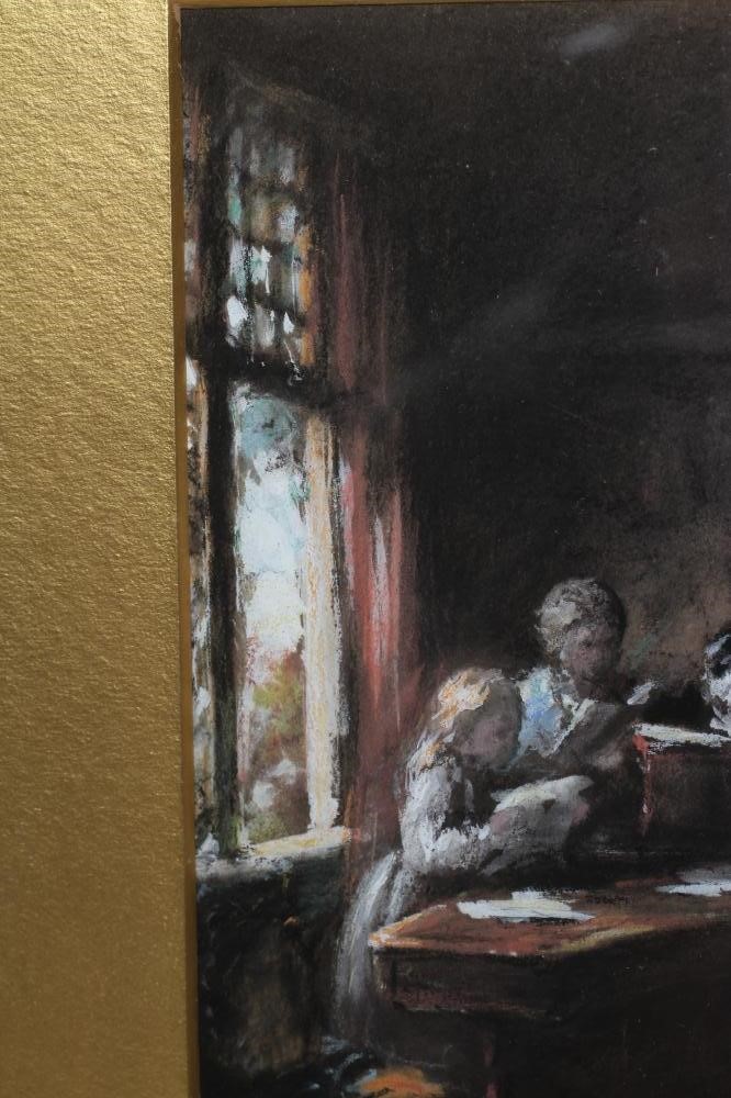 FREDERICK DANIEL HARDY (1826-1911) "The Singing Lesson", pastel heightened with white, 6 1/4" x 8 Image