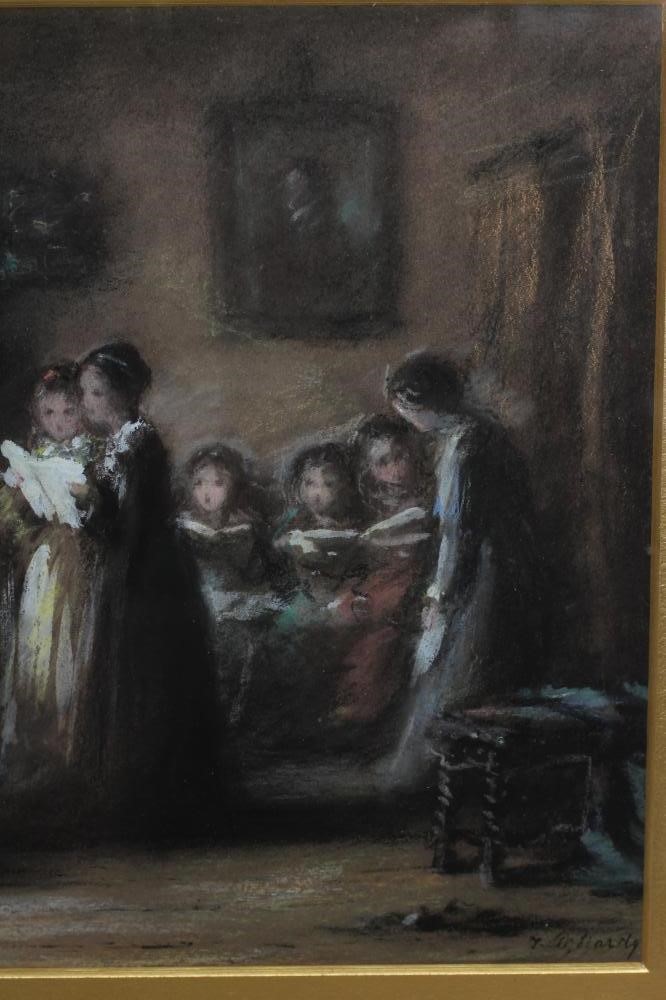 FREDERICK DANIEL HARDY (1826-1911) "The Singing Lesson", pastel heightened with white, 6 1/4" x 8 Image