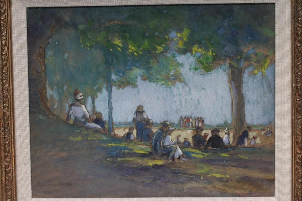 LAURENCE BELL (20th century) Figures Resting In the Shade, watercolour heightened with white, Image