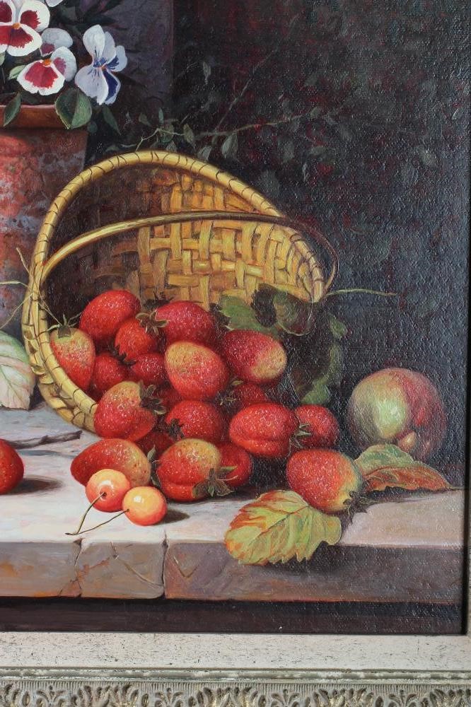 PAUL MORGAN (b.1940) Still Life with Fruit and Flower Pots, a pair, oil on board, signed, 12"x 16", Image