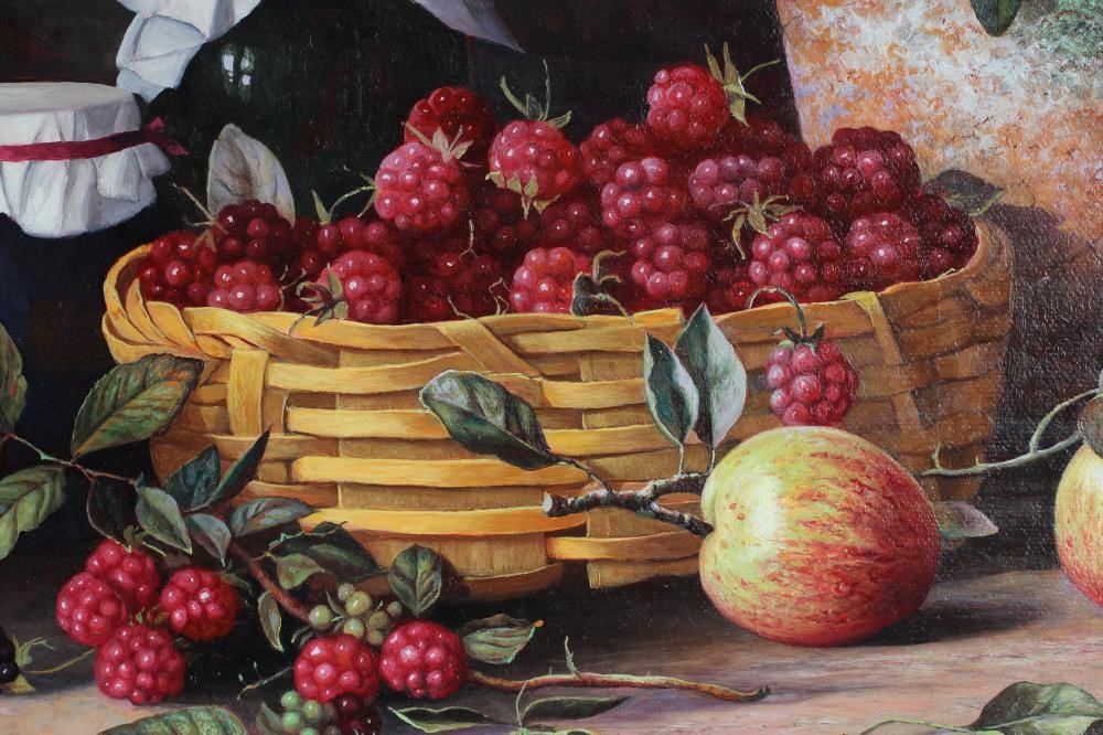 PAUL MORGAN (b.1940) Still Life with Fruit and Flower Pots, a pair, oil on board, signed, 12"x 16", Image