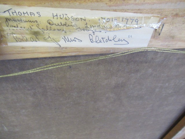 ATTRIBUTED TO THOMAS HUDSON (1701-1779) Portrait of Lady Bletchey in a Plumed Hat Image