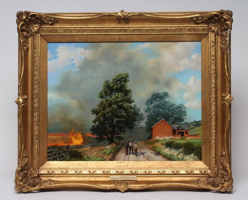 DANIEL VAN DER PUTTEN (b.1960) "Stubble Burning at Evendon Northamptonshire" Image