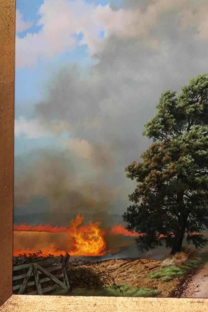 DANIEL VAN DER PUTTEN (b.1960) "Stubble Burning at Evendon Northamptonshire" Image