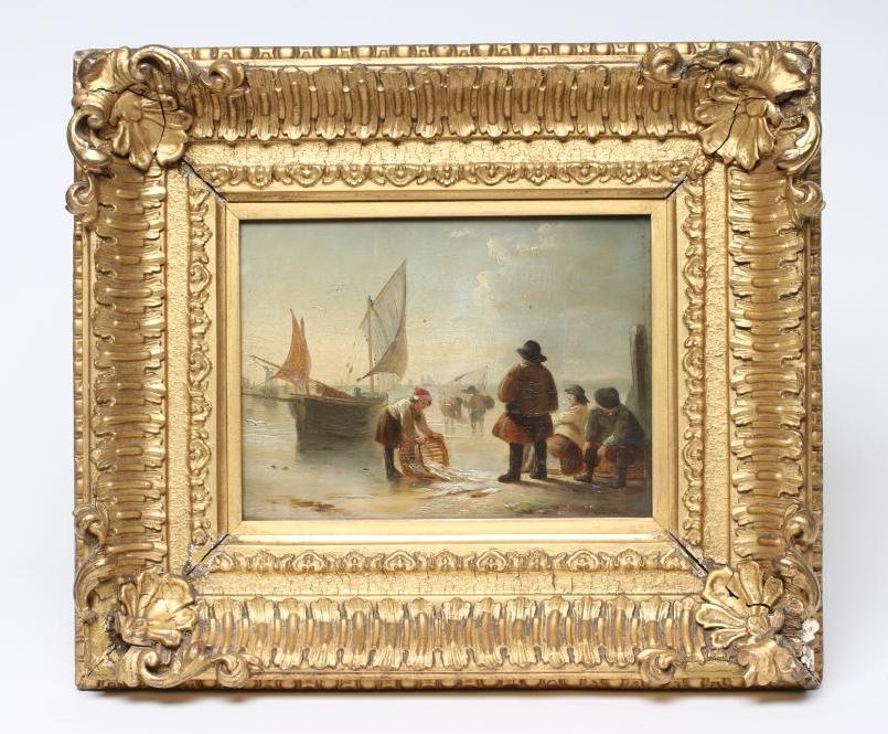 ALEXANDER FRASER (1786-1865) Fishermen On Hastings Beach, oil on panel, signed, inscribed to Image