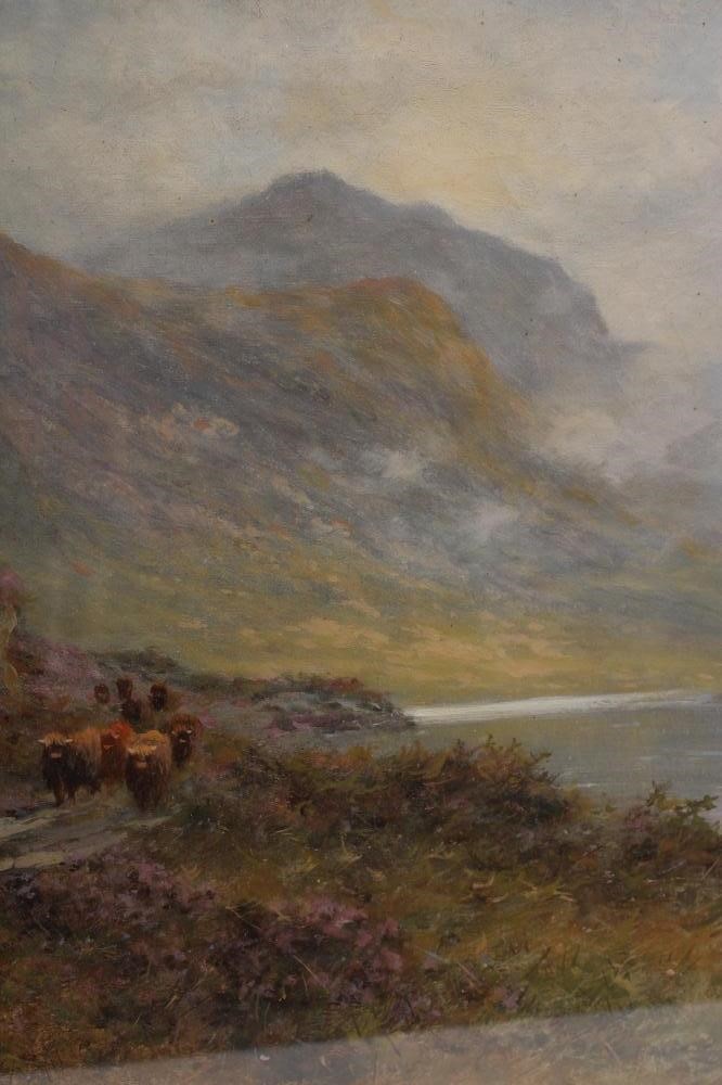 DANIEL SHERRIN (L RICHARDS) (1868-1940) Highland Cattle on a Lochside Path, oil on canvas, signed L Image