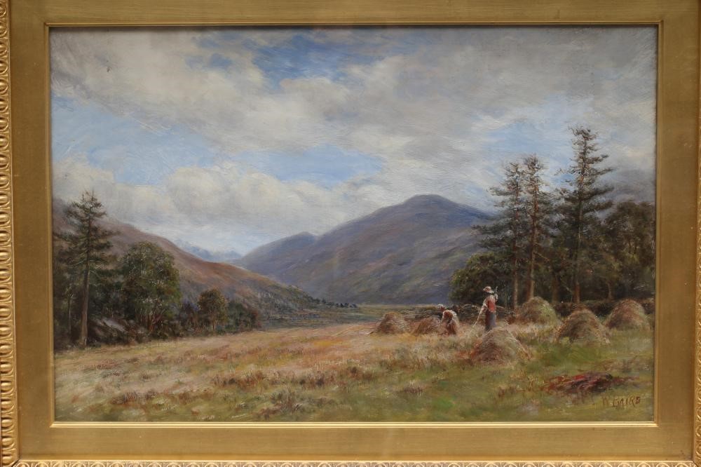 CIRCLE OF WILLIAM BAIRD (19th century) Hay Making, oil on canvas, signed, 12" x 18", swept gilt Image