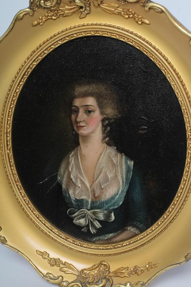 ENGLISH SCHOOL (18th century) Portraits of A Lady and A Gentleman, a pair of oval miniatures, oil on Image