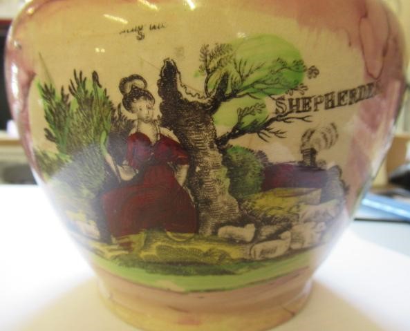 A SUNDERLAND PINK SPLASH LUSTRE POTTERY DUTCH JUG Image