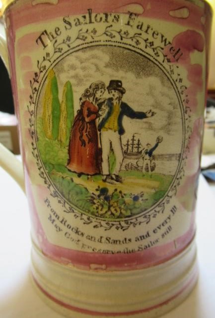 A SUNDERLAND PINK SPLASH LUSTRE POTTERY DUTCH JUG Image